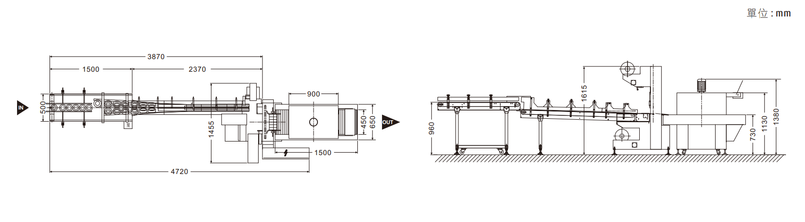 FASP-6020-2 PVC & OPP 膠帶計數整列包裝機 機械尺寸圖