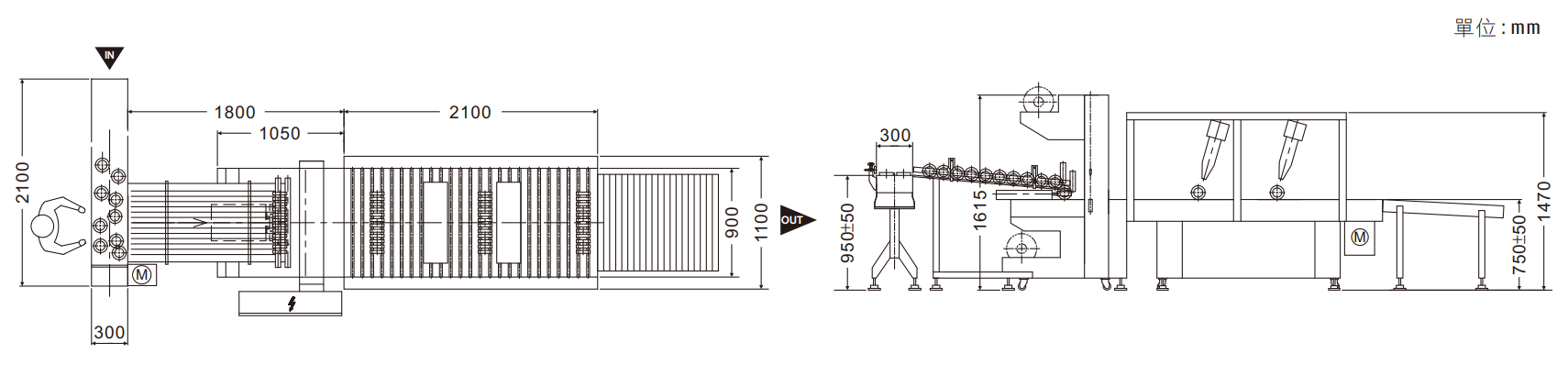 FASP-9020-2S手風琴式美紋膠帶包裝機 機械尺寸圖